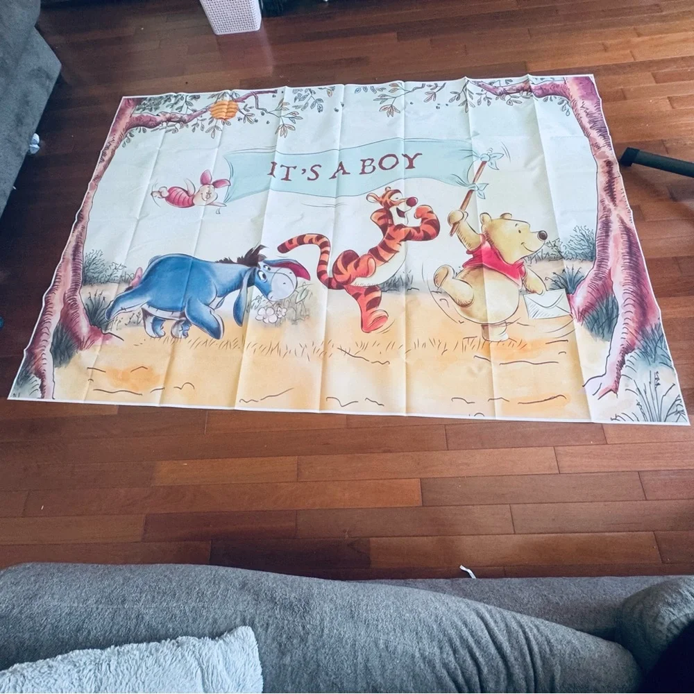 Pooh Bear It’s a Boy Baby Shower Backdrop – 7x5ft Banner for Party